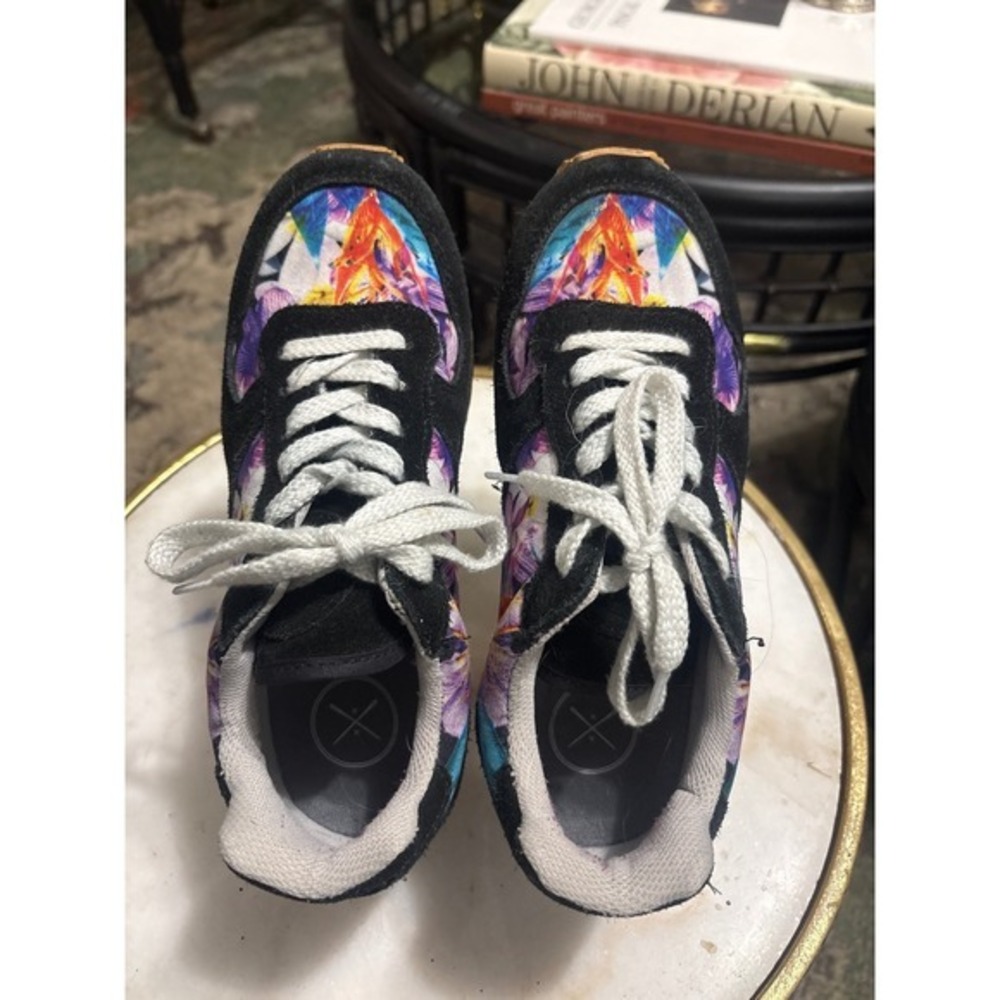 Inkkas Suede & Printed‎ Textile Sneakers Boho Festival Shoes Size 7